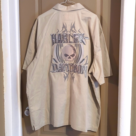 Harley-Davidson Other - Men's XXL Harley-Davidson Beige Button Shirt